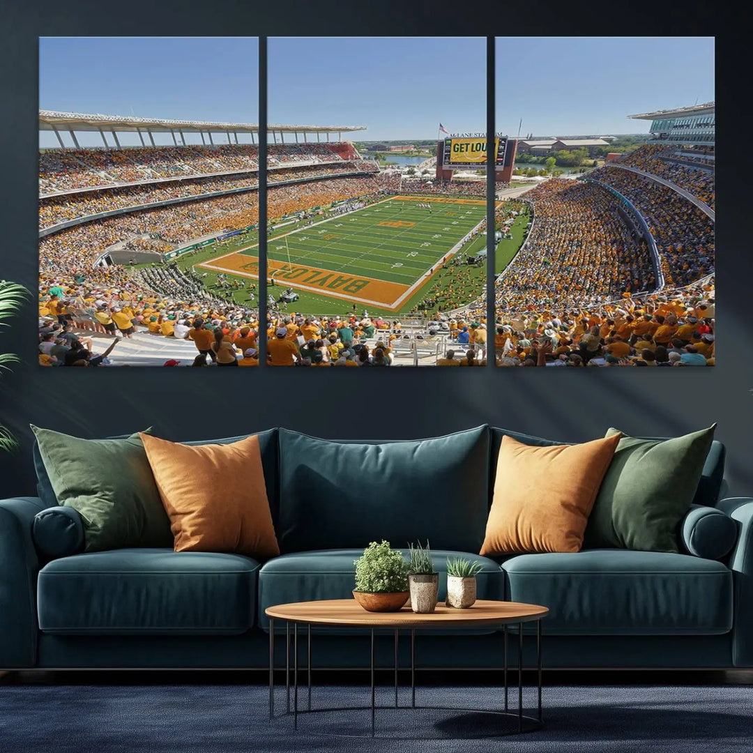 Baylor University Bears Football Team Print - Waco McLane Stadium Wall Art Canvas Print