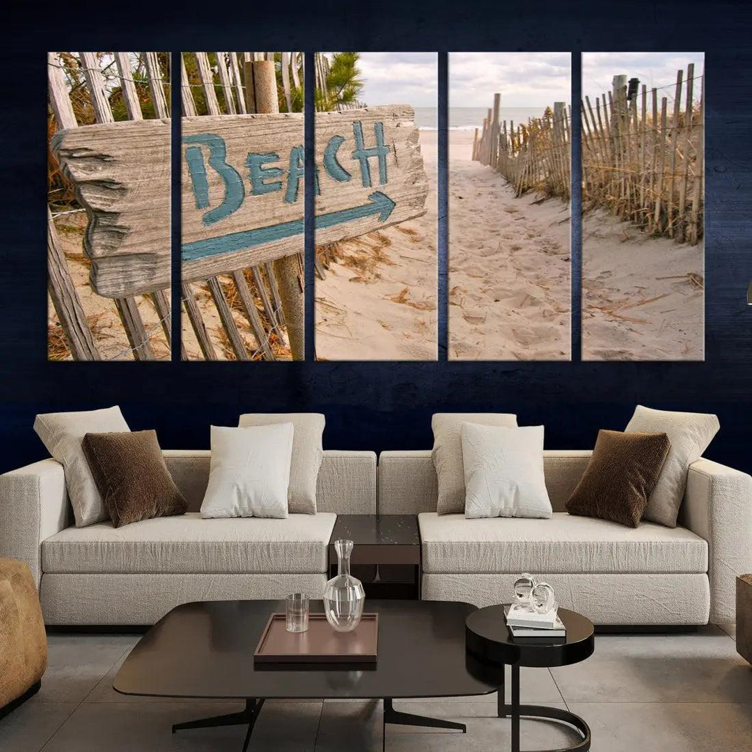 Beach Sign Canvas Wall Art Print Gift Ideas Wall Decor for Living Room or Office