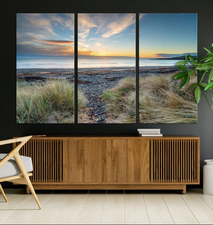 Beach Stones at Sunset Wall Art Canvas Print Living Room Office Wall Decor