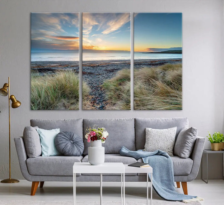 Beach Stones at Sunset Wall Art Canvas Print Living Room Office Wall Decor