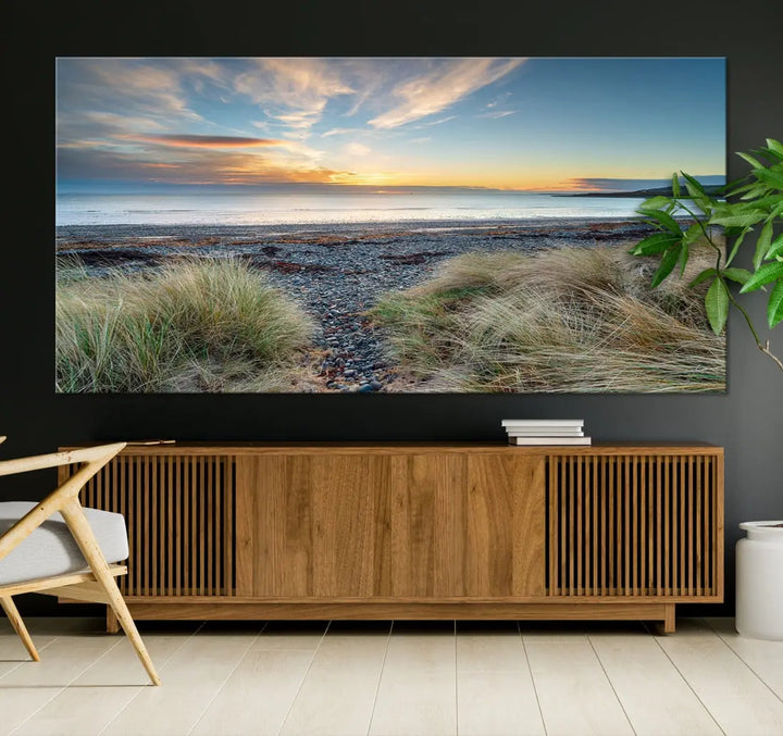 Beach Stones at Sunset Wall Art Canvas Print Living Room Office Wall Decor