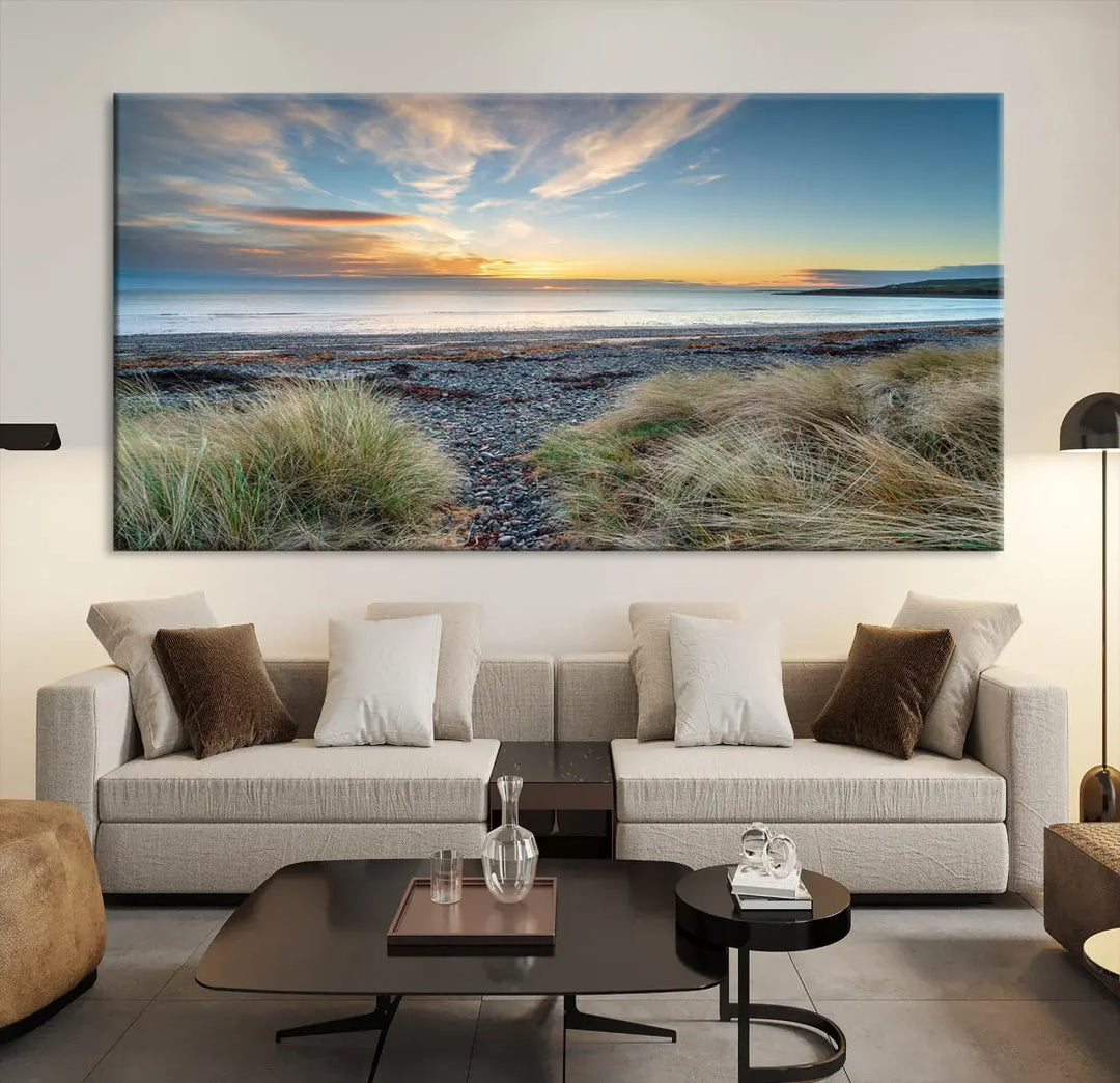 Beach Stones at Sunset Wall Art Canvas Print Living Room Office Wall Decor