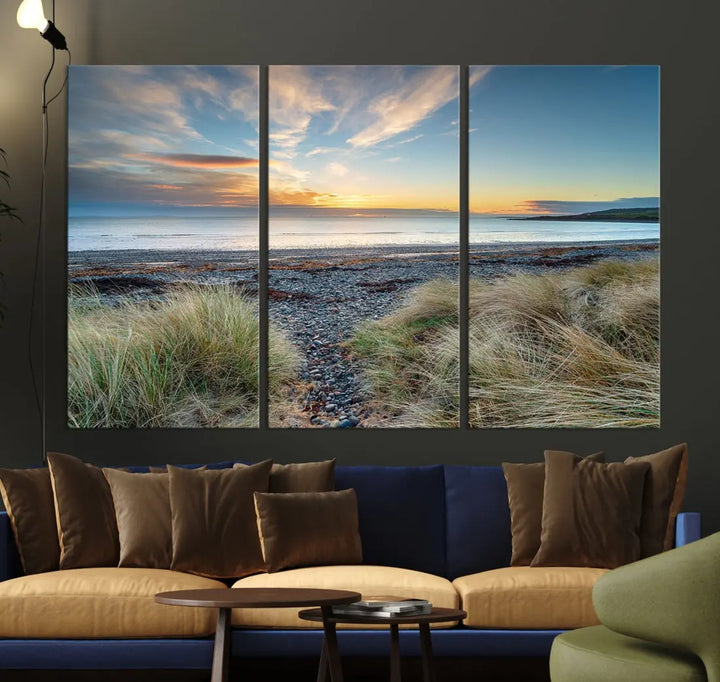 Beach Stones at Sunset Wall Art Canvas Print Living Room Office Wall Decor