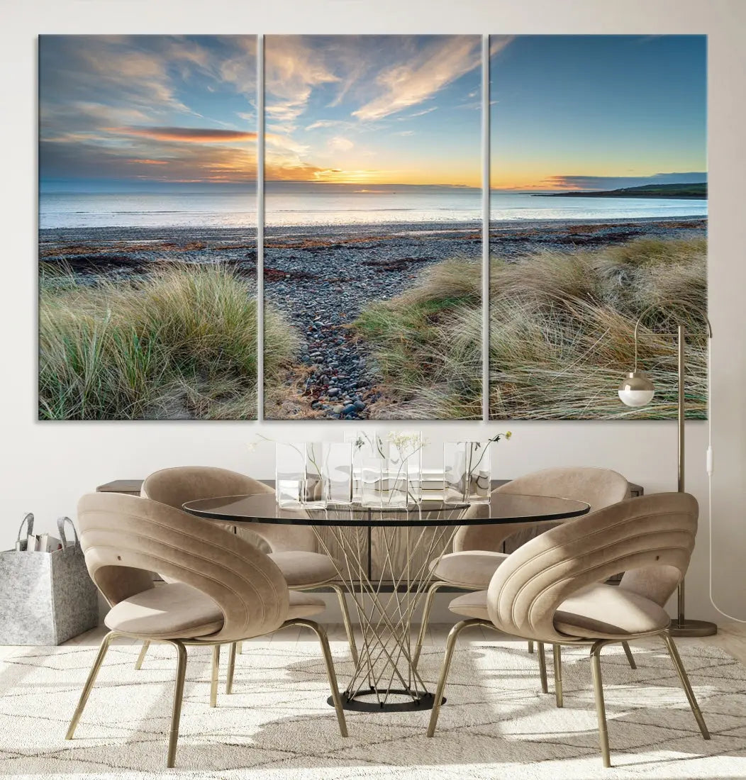 Beach Stones at Sunset Wall Art Canvas Print Living Room Office Wall Decor