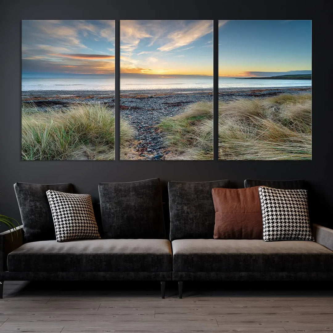 Beach Stones at Sunset Wall Art Canvas Print Living Room Office Wall Decor