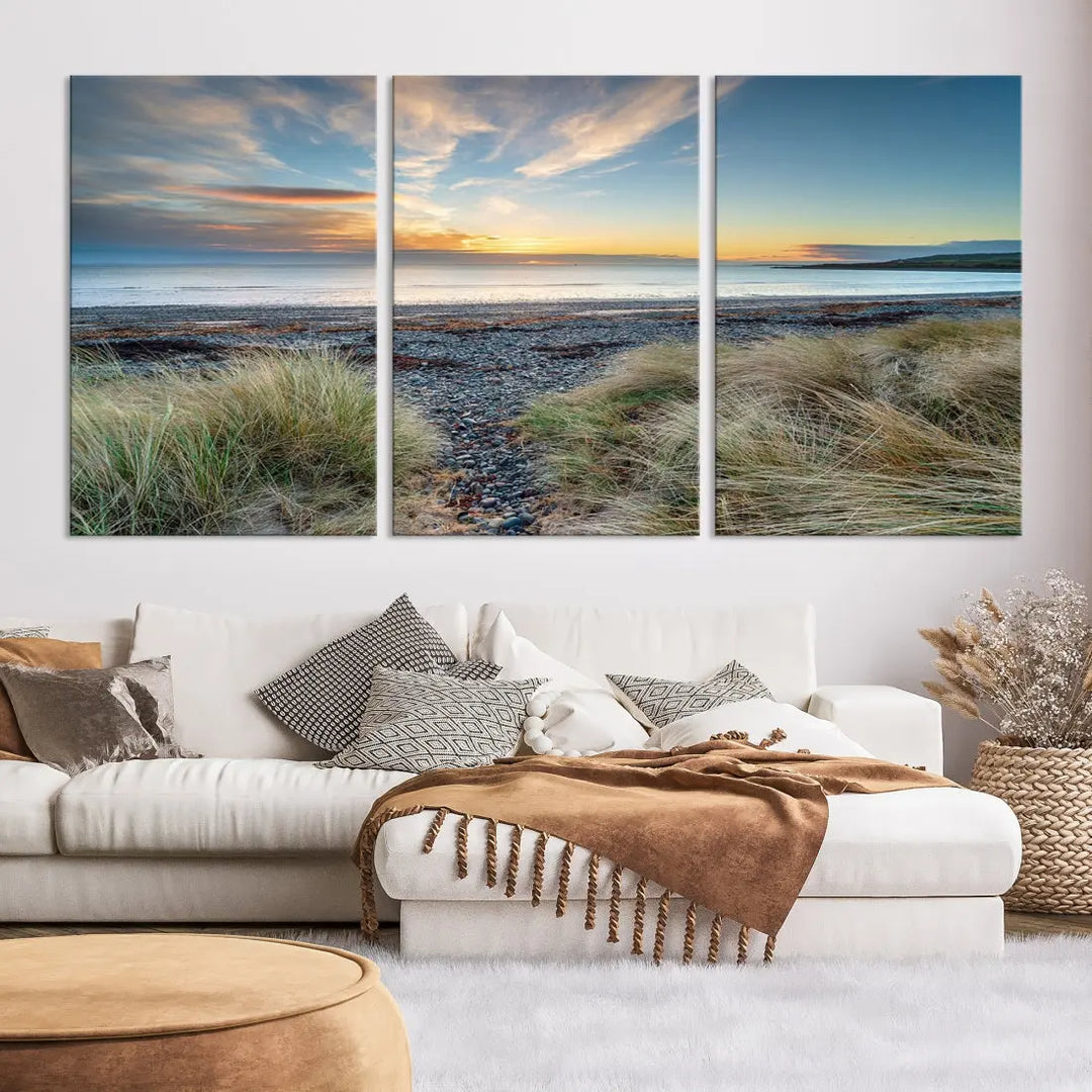 Beach Stones at Sunset Wall Art Canvas Print Living Room Office Wall Decor