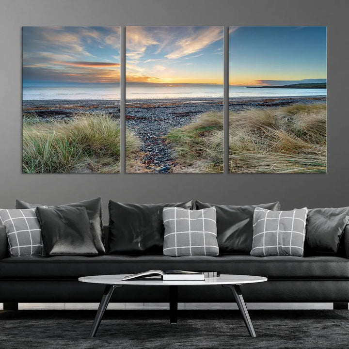 Beach Stones at Sunset Wall Art Canvas Print Living Room Office Wall Decor