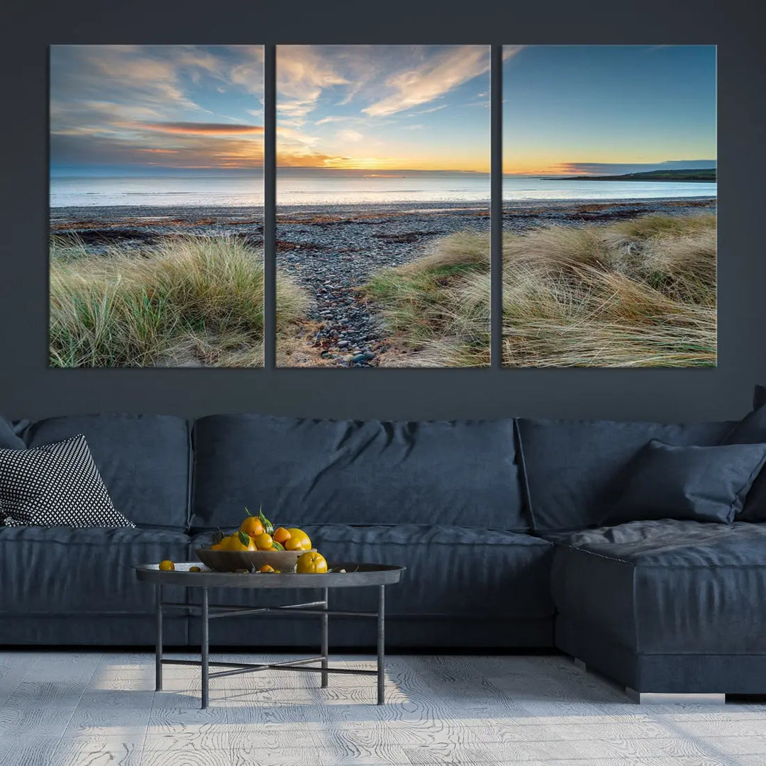 Beach Stones at Sunset Wall Art Canvas Print Living Room Office Wall Decor