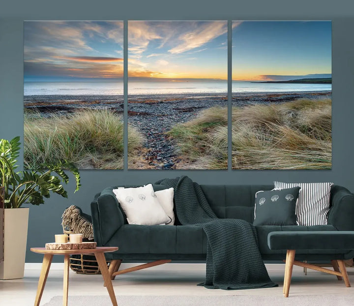 Beach Stones at Sunset Wall Art Canvas Print Living Room Office Wall Decor