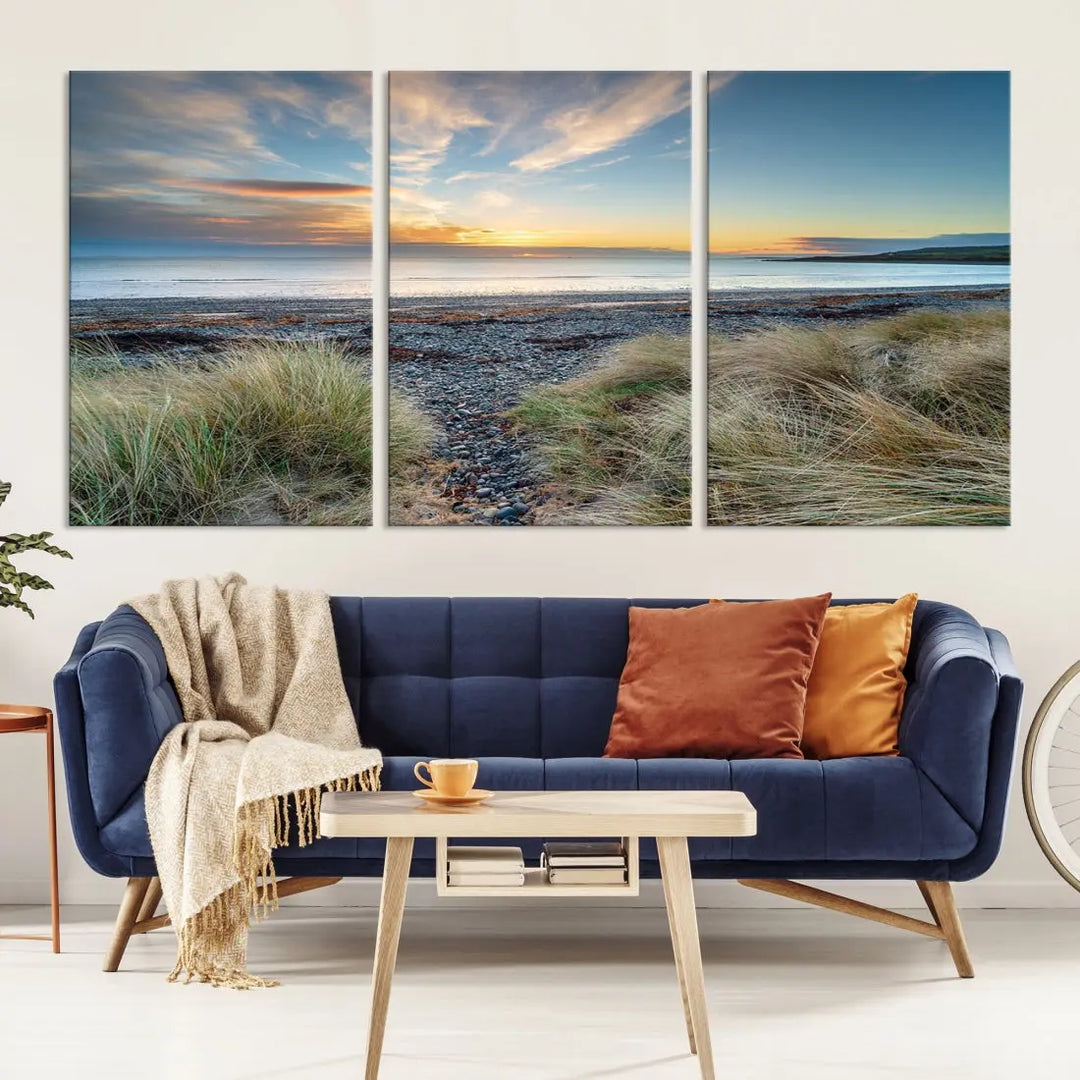 Beach Stones at Sunset Wall Art Canvas Print Living Room Office Wall Decor