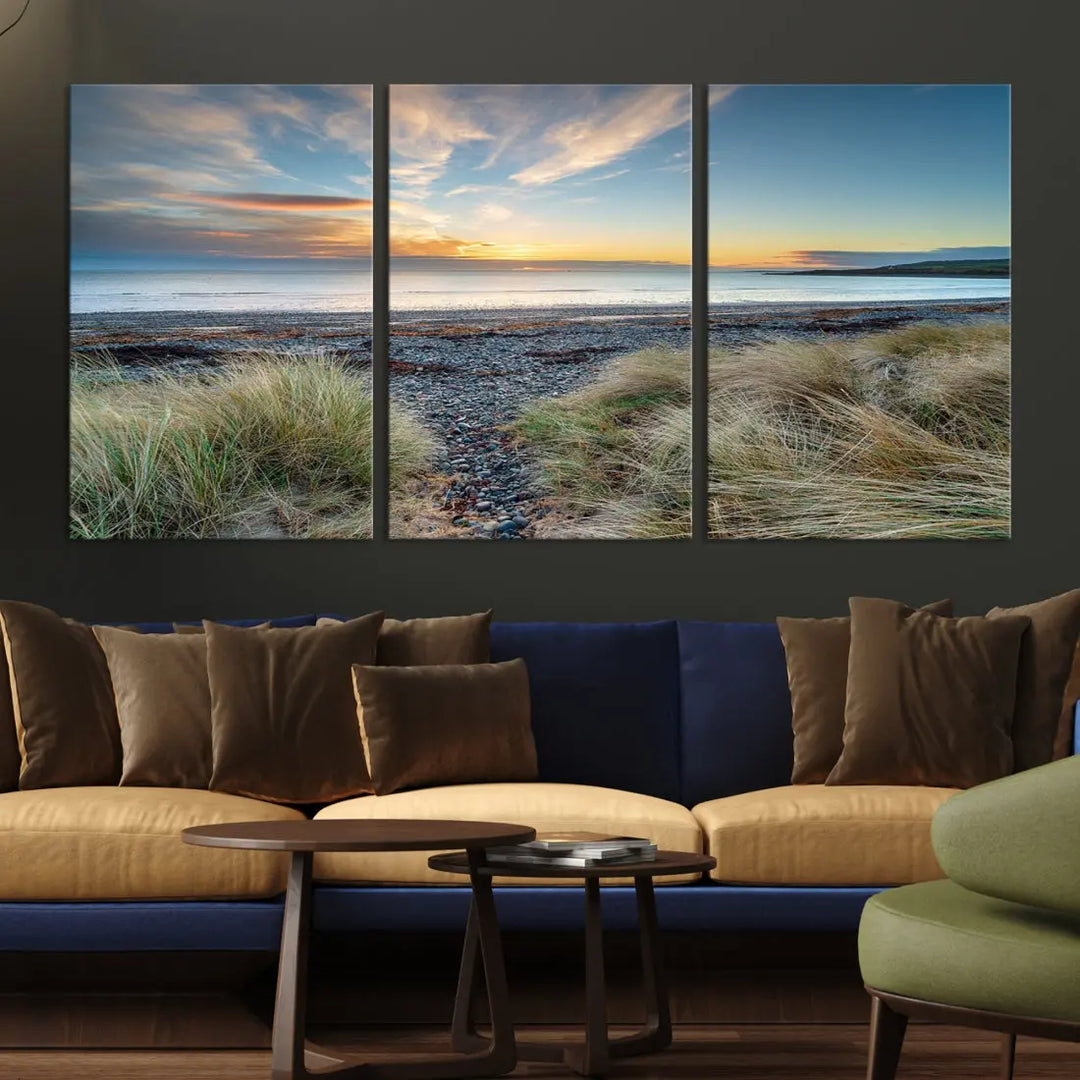 Beach Stones at Sunset Wall Art Canvas Print Living Room Office Wall Decor