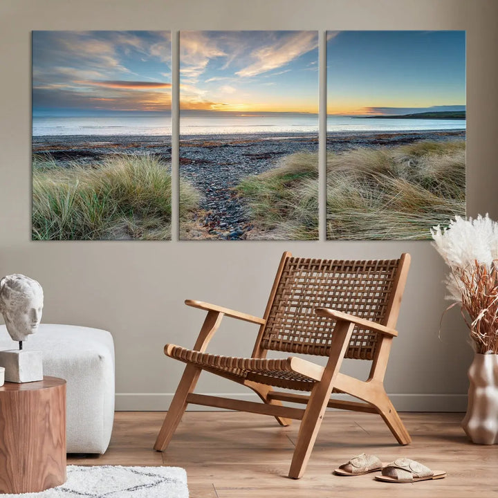 Beach Stones at Sunset Wall Art Canvas Print Living Room Office Wall Decor