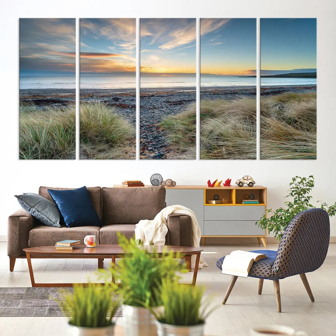 Beach Stones at Sunset Wall Art Canvas Print Living Room Office Wall Decor