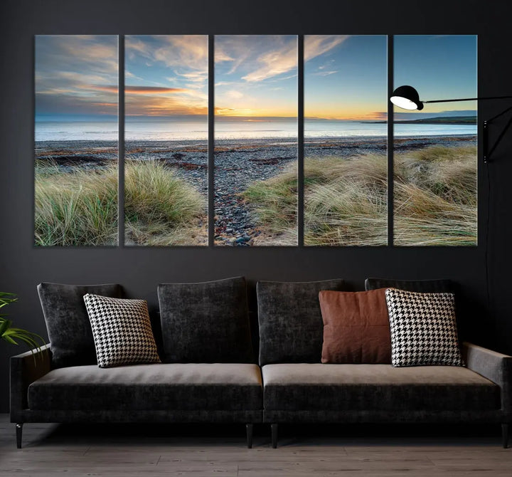 Beach Stones at Sunset Wall Art Canvas Print Living Room Office Wall Decor