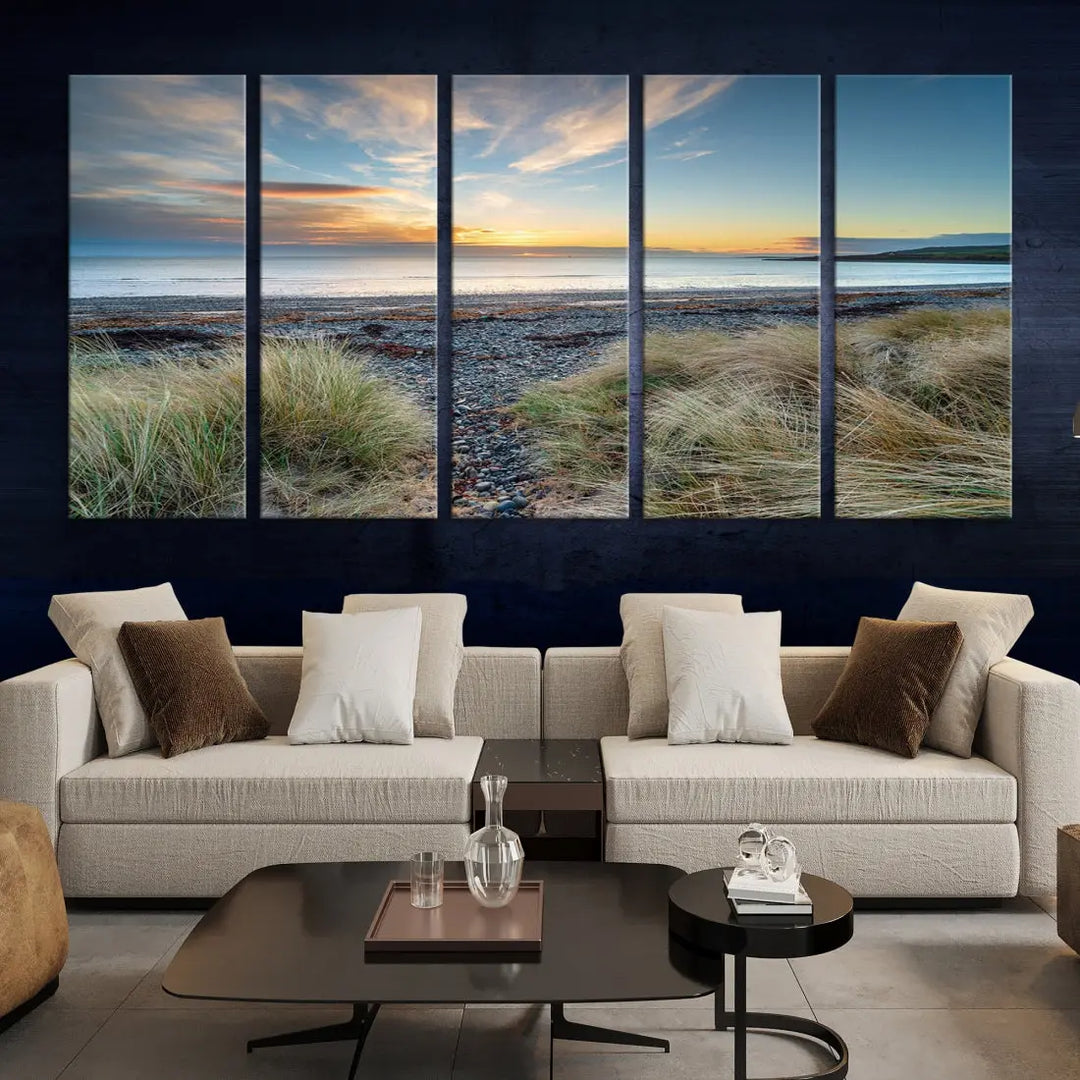 Beach Stones at Sunset Wall Art Canvas Print Living Room Office Wall Decor