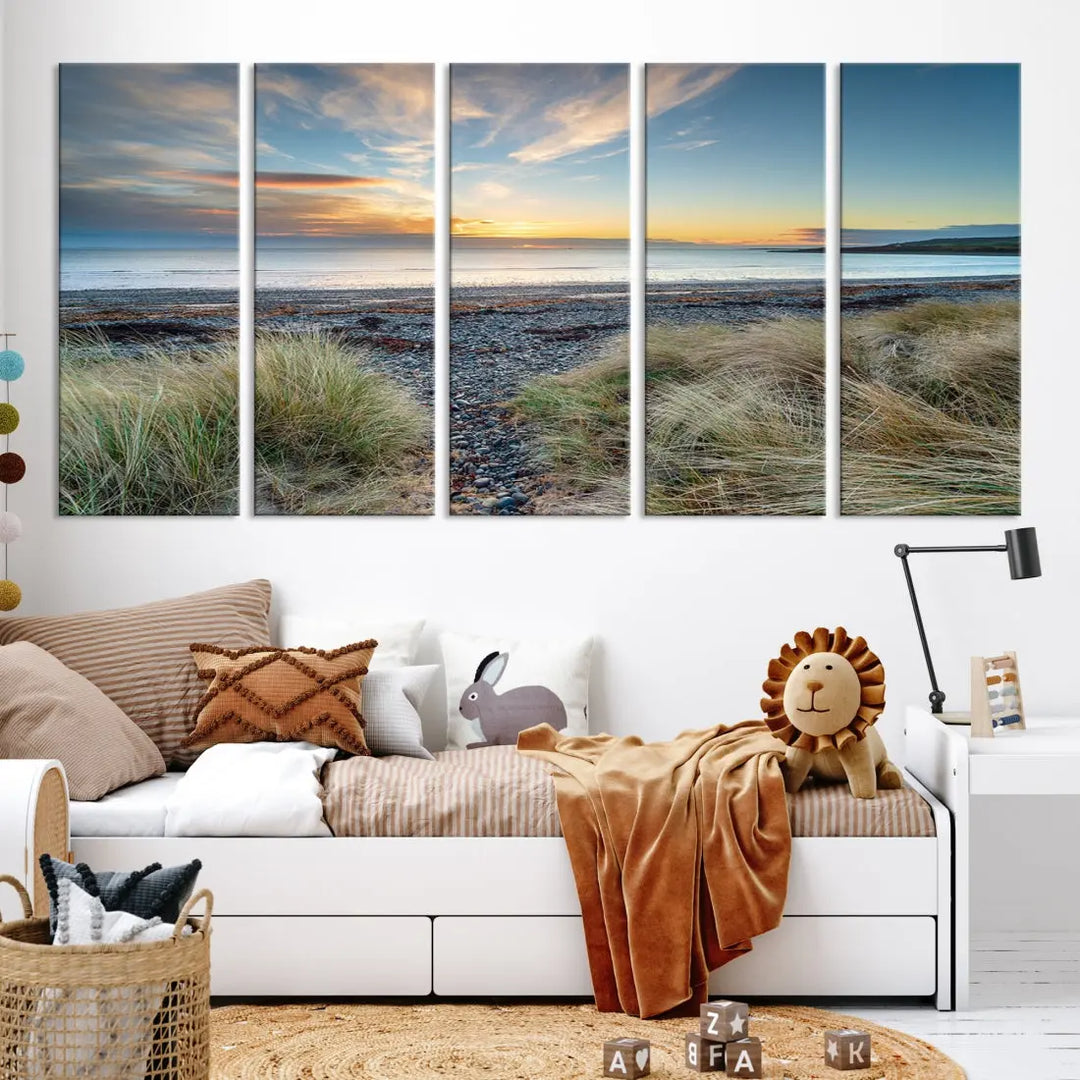 Beach Stones at Sunset Wall Art Canvas Print Living Room Office Wall Decor