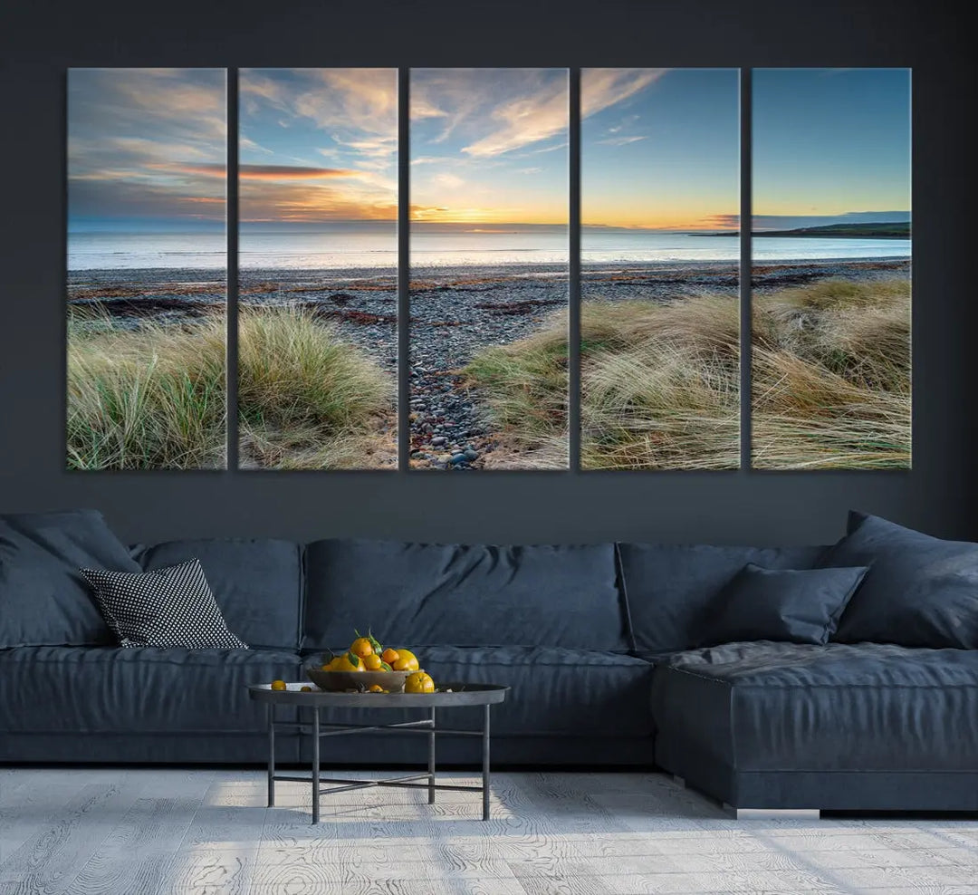 Beach Stones at Sunset Wall Art Canvas Print Living Room Office Wall Decor