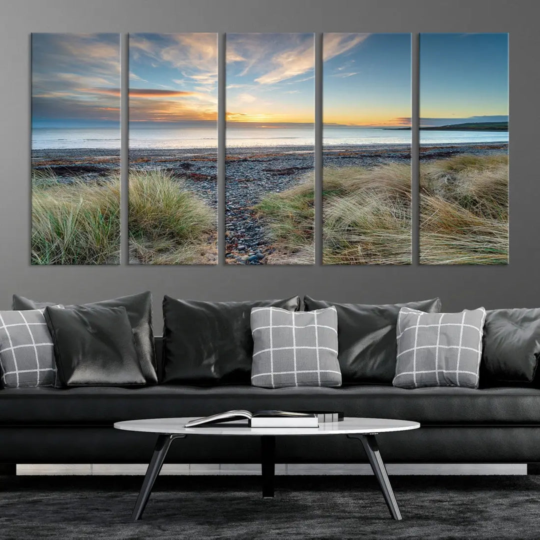 Beach Stones at Sunset Wall Art Canvas Print Living Room Office Wall Decor