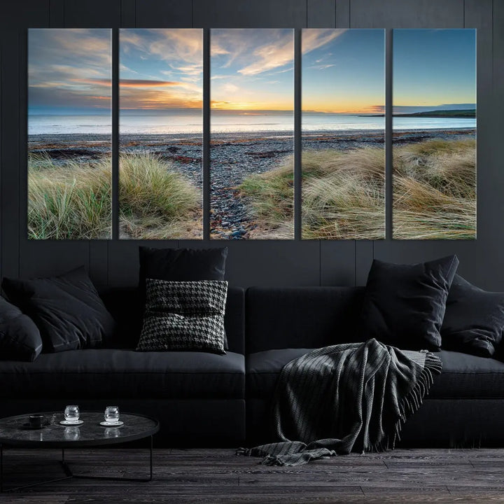 Beach Stones at Sunset Wall Art Canvas Print Living Room Office Wall Decor