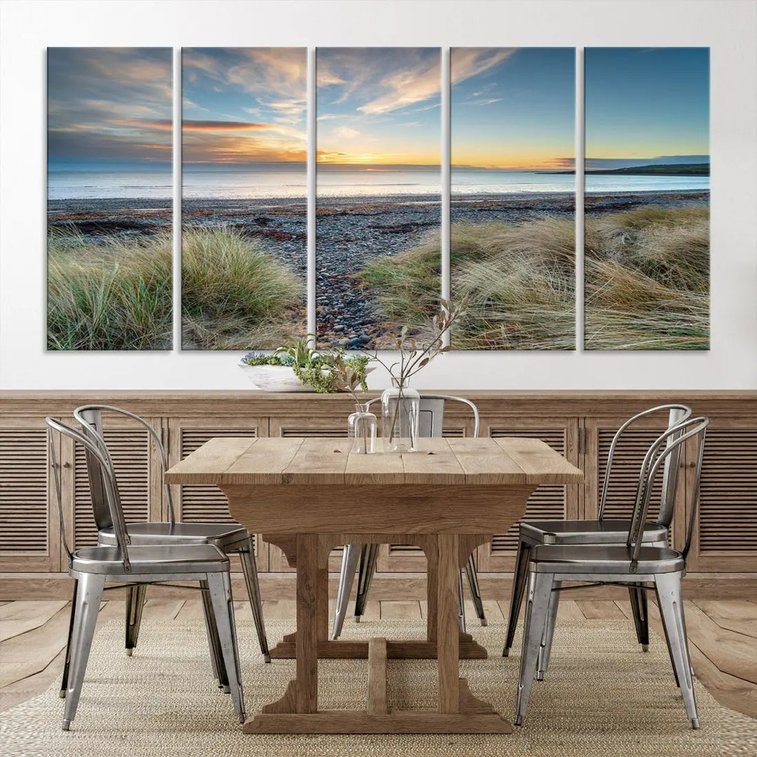 Beach Stones at Sunset Wall Art Canvas Print Living Room Office Wall Decor