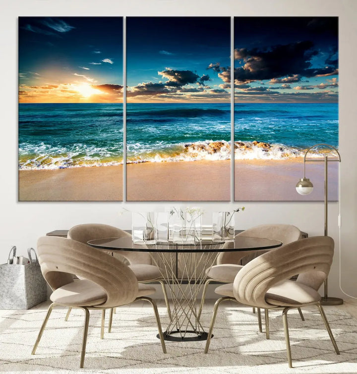 Blue Sunset Seascape View Wall Art Canvas Print for Living Room Office Home Decor