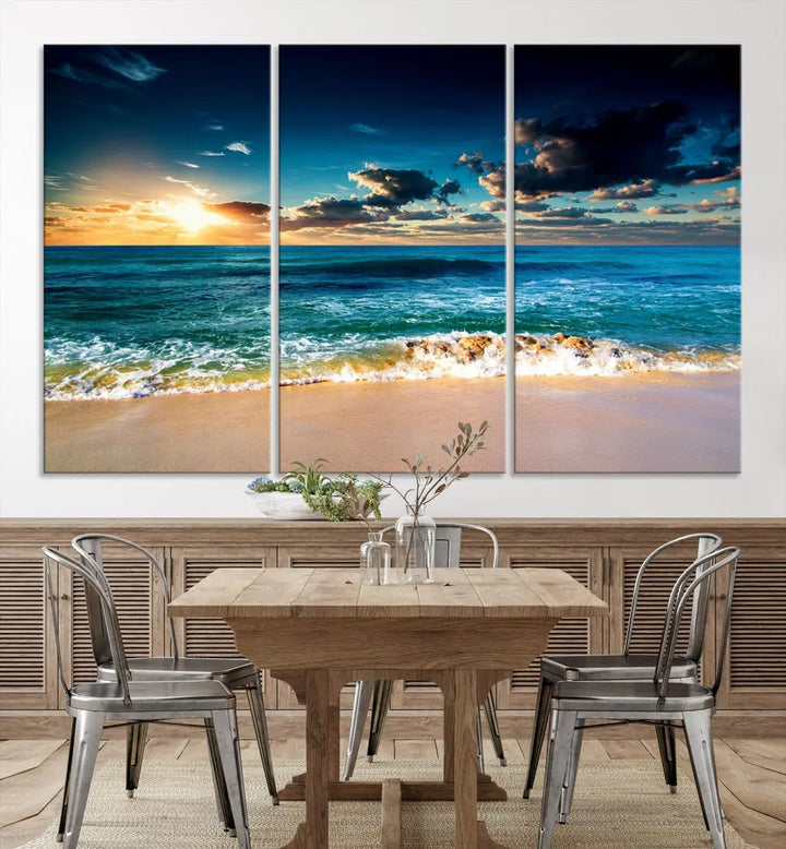 Blue Sunset Seascape View Wall Art Canvas Print for Living Room Office Home Decor