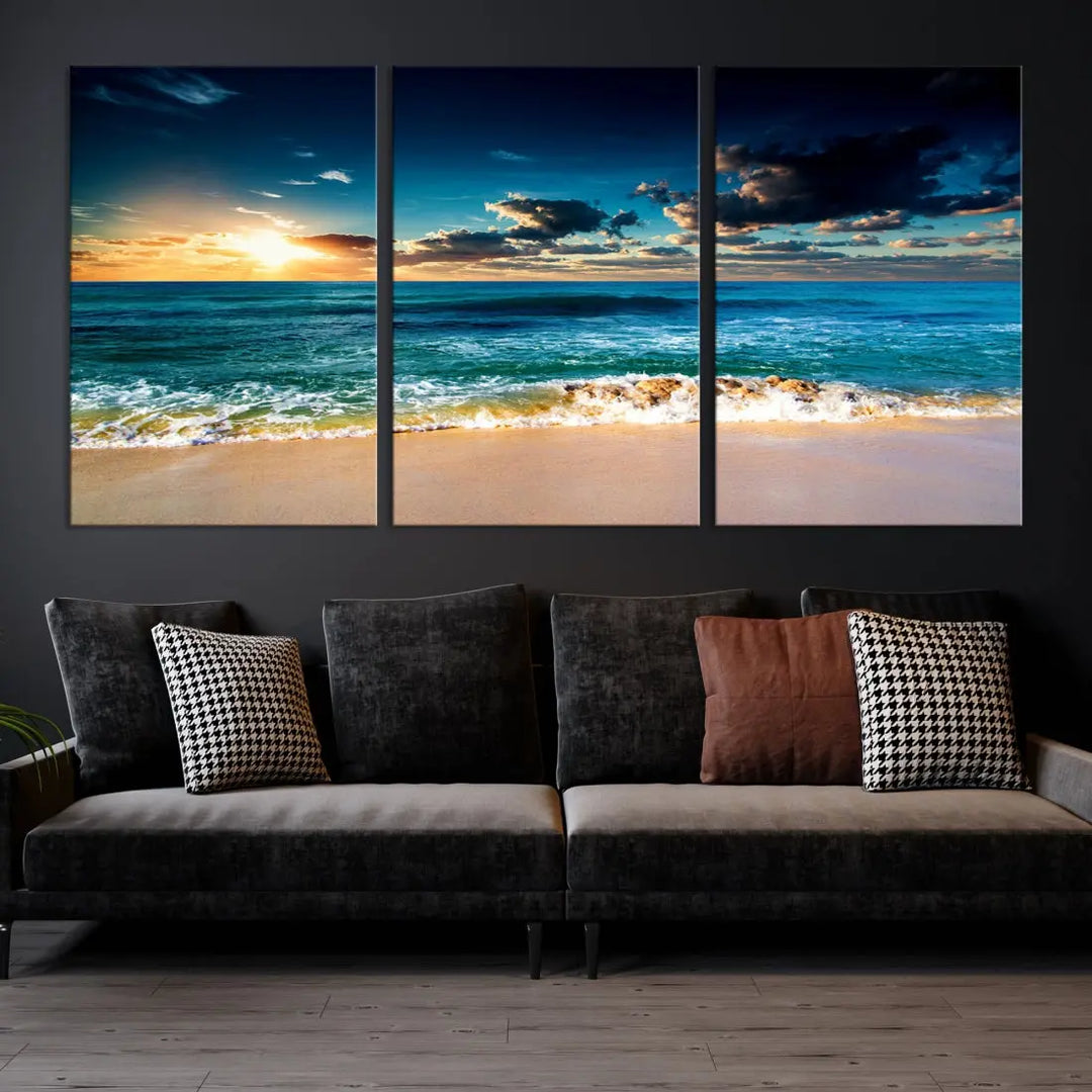 Blue Sunset Seascape View Wall Art Canvas Print for Living Room Office Home Decor