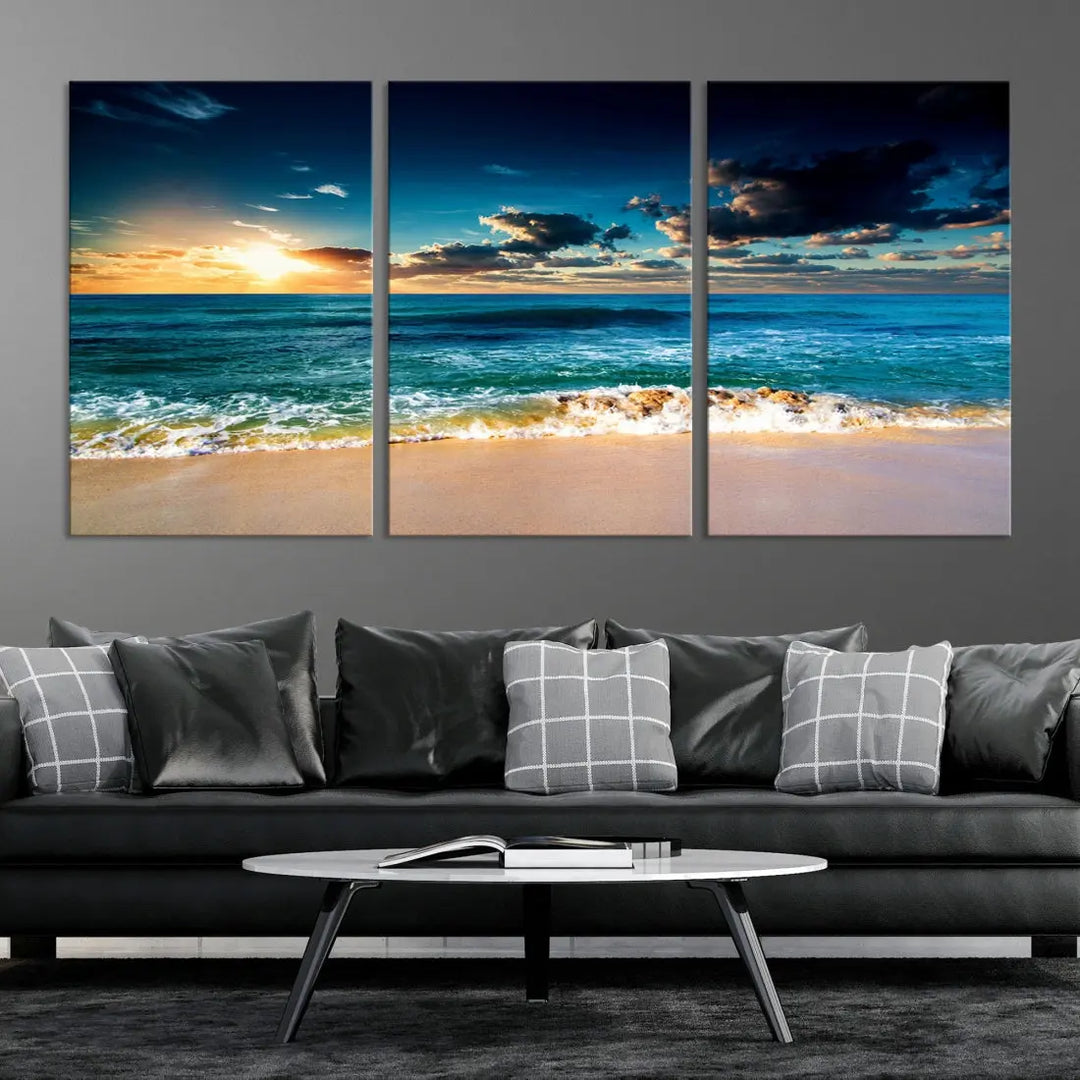 Blue Sunset Seascape View Wall Art Canvas Print for Living Room Office Home Decor