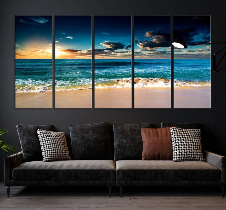 Blue Sunset Seascape View Wall Art Canvas Print for Living Room Office Home Decor