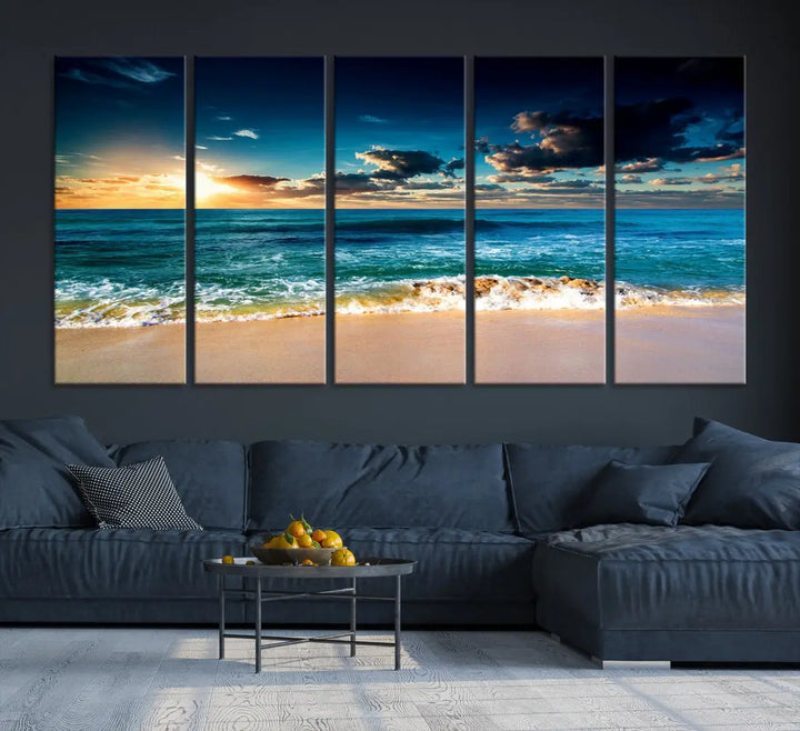 Blue Sunset Seascape View Wall Art Canvas Print for Living Room Office Home Decor