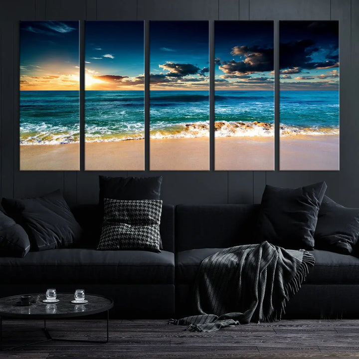 Blue Sunset Seascape View Wall Art Canvas Print for Living Room Office Home Decor