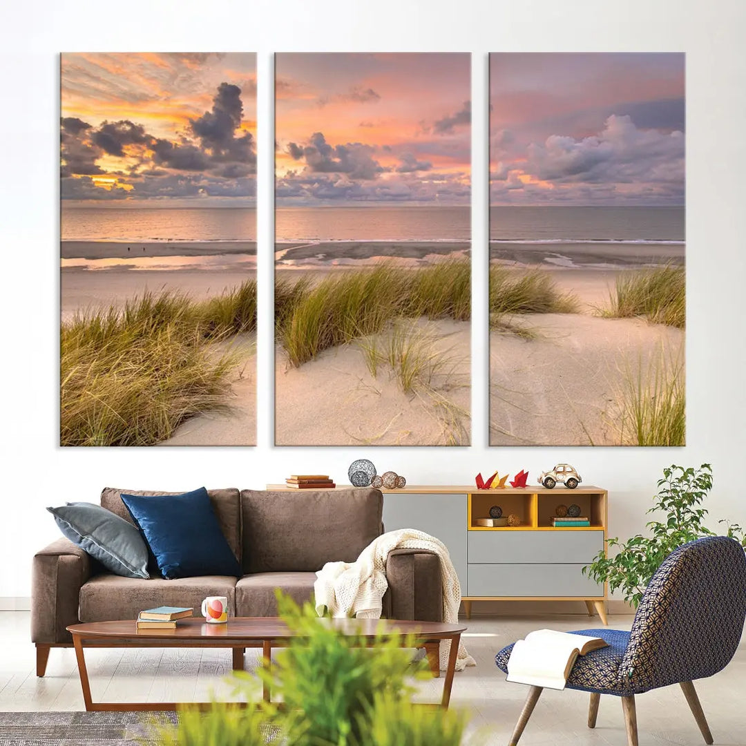 Beach Wall Art Canvas Print Sunset Artwork Print Coastal Wall Art