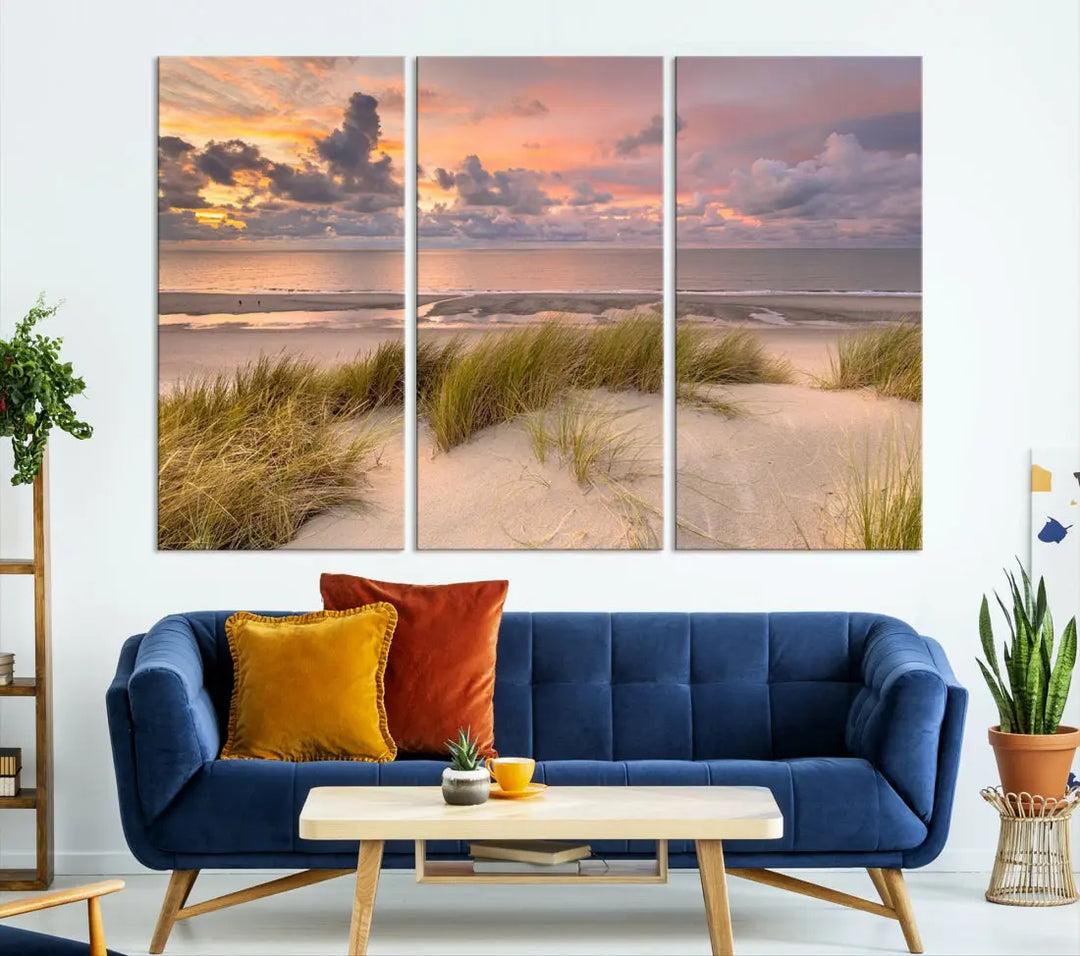 Beach Wall Art Canvas Print Sunset Artwork Print Coastal Wall Art