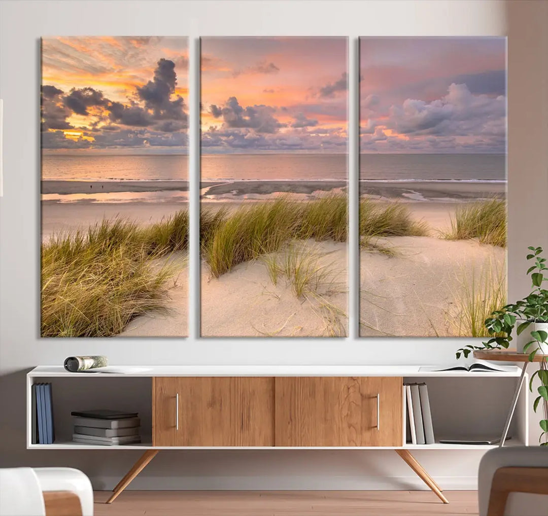 Beach Wall Art Canvas Print Sunset Artwork Print Coastal Wall Art