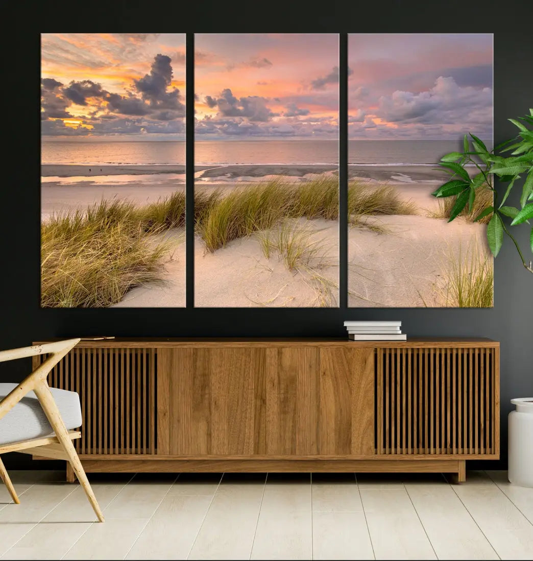 Beach Wall Art Canvas Print Sunset Artwork Print Coastal Wall Art