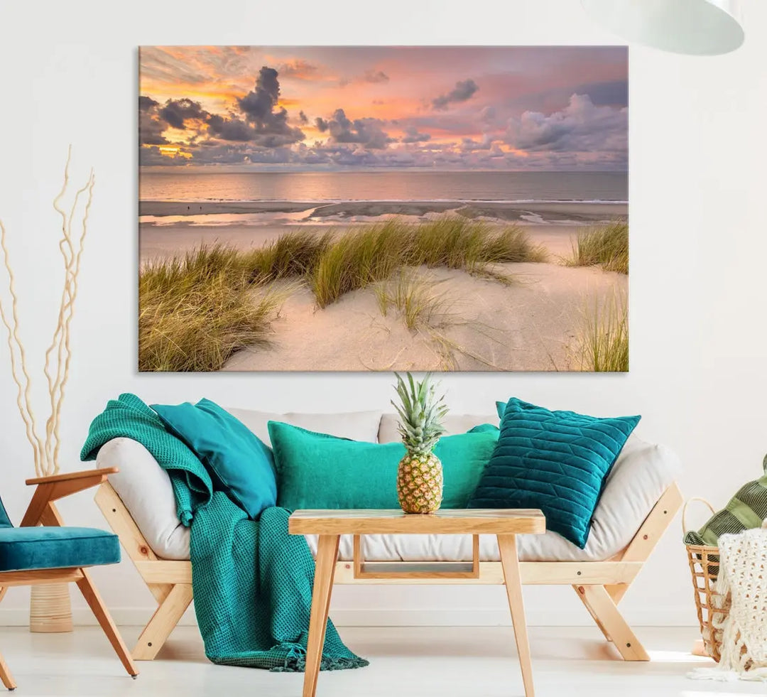 Beach Wall Art Canvas Print Sunset Artwork Print Coastal Wall Art