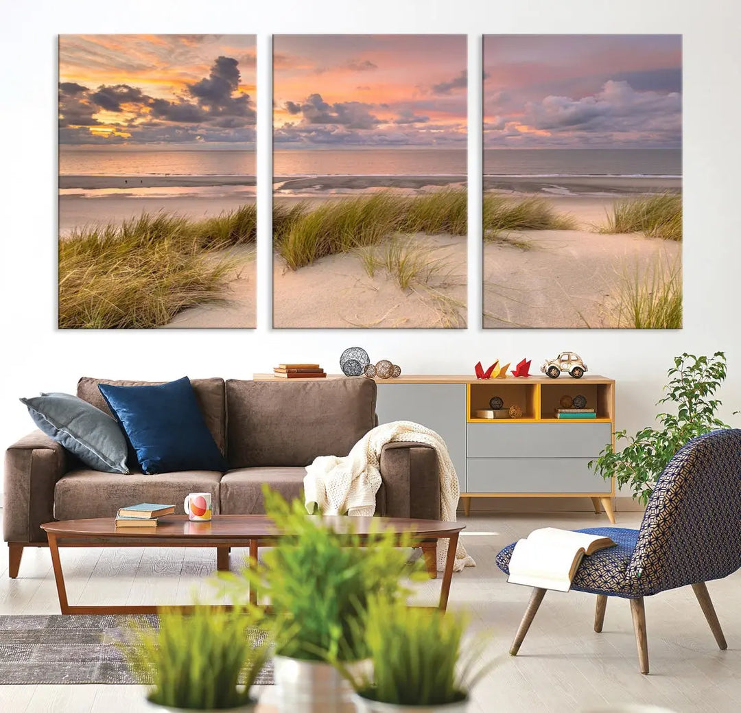 Beach Wall Art Canvas Print Sunset Artwork Print Coastal Wall Art