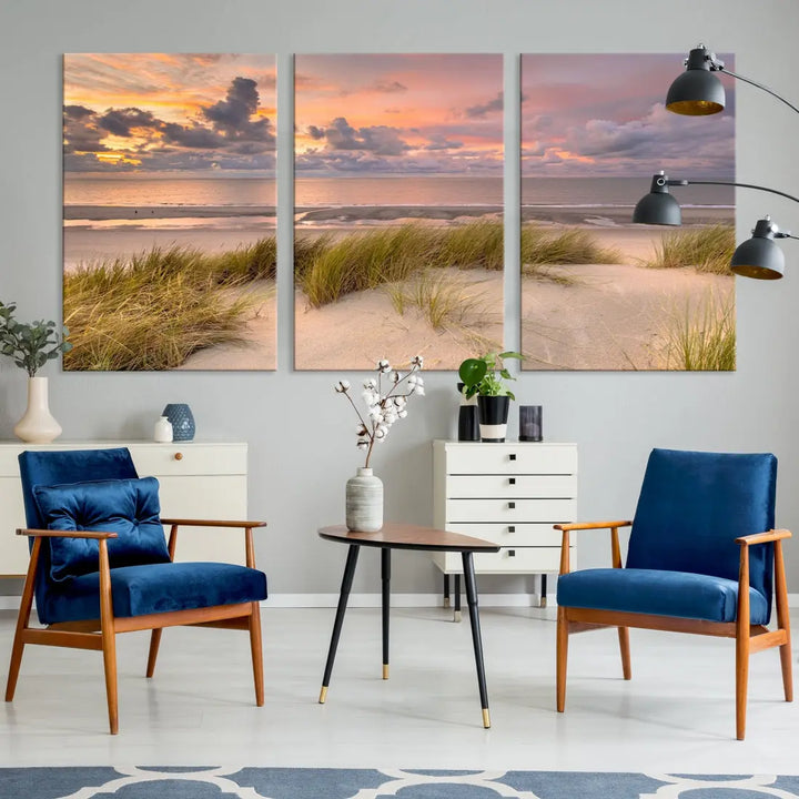 Beach Wall Art Canvas Print Sunset Artwork Print Coastal Wall Art