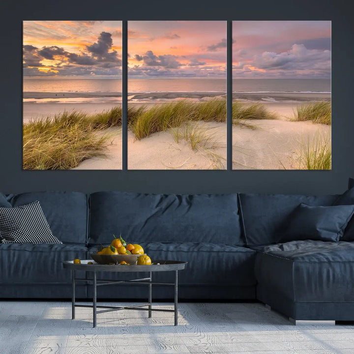 Beach Wall Art Canvas Print Sunset Artwork Print Coastal Wall Art