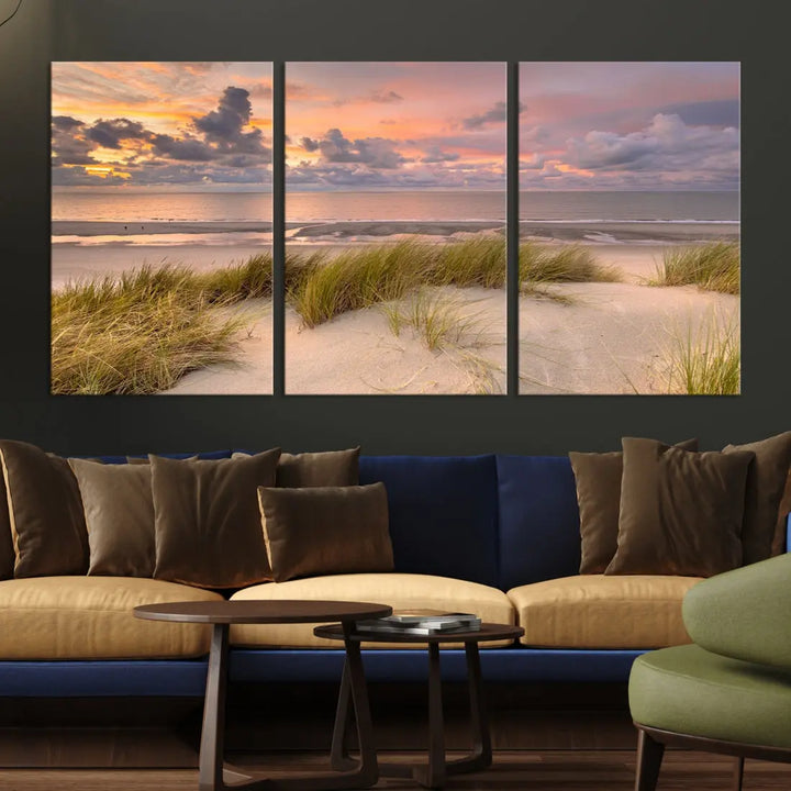 Beach Wall Art Canvas Print Sunset Artwork Print Coastal Wall Art