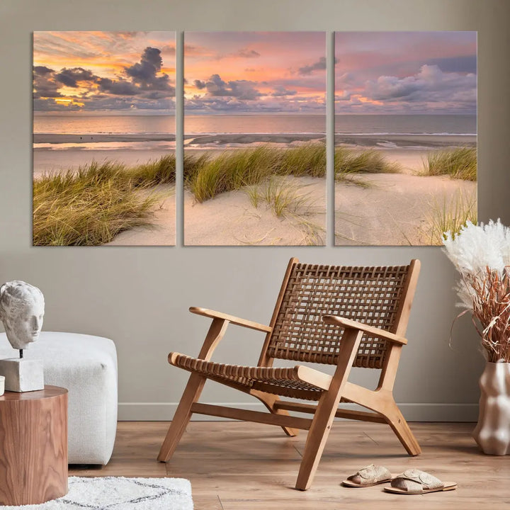 Beach Wall Art Canvas Print Sunset Artwork Print Coastal Wall Art