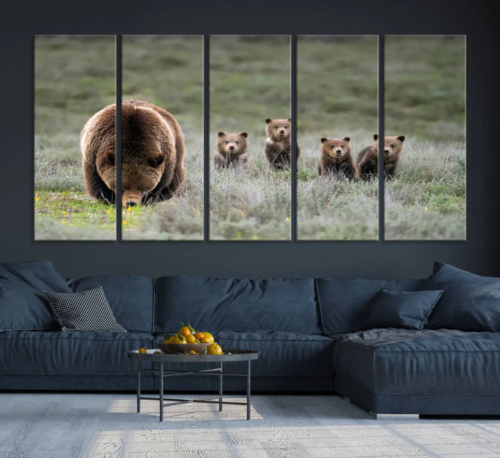 Queen of the Tetons, 399 Grizzly Bear Cubs Canvas Wall Art Print, Majestic Wildlife Photography Canvas Print of Grizzly 399 for Rustic Decor