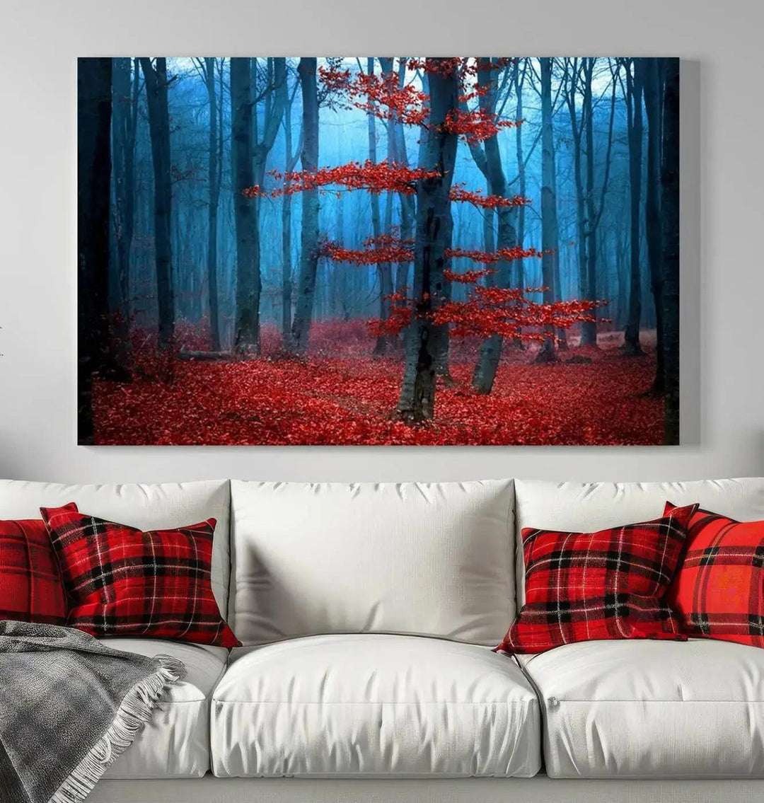 Beautiful Autumn Forest Landscape Large Wall Art Framed Canvas Print