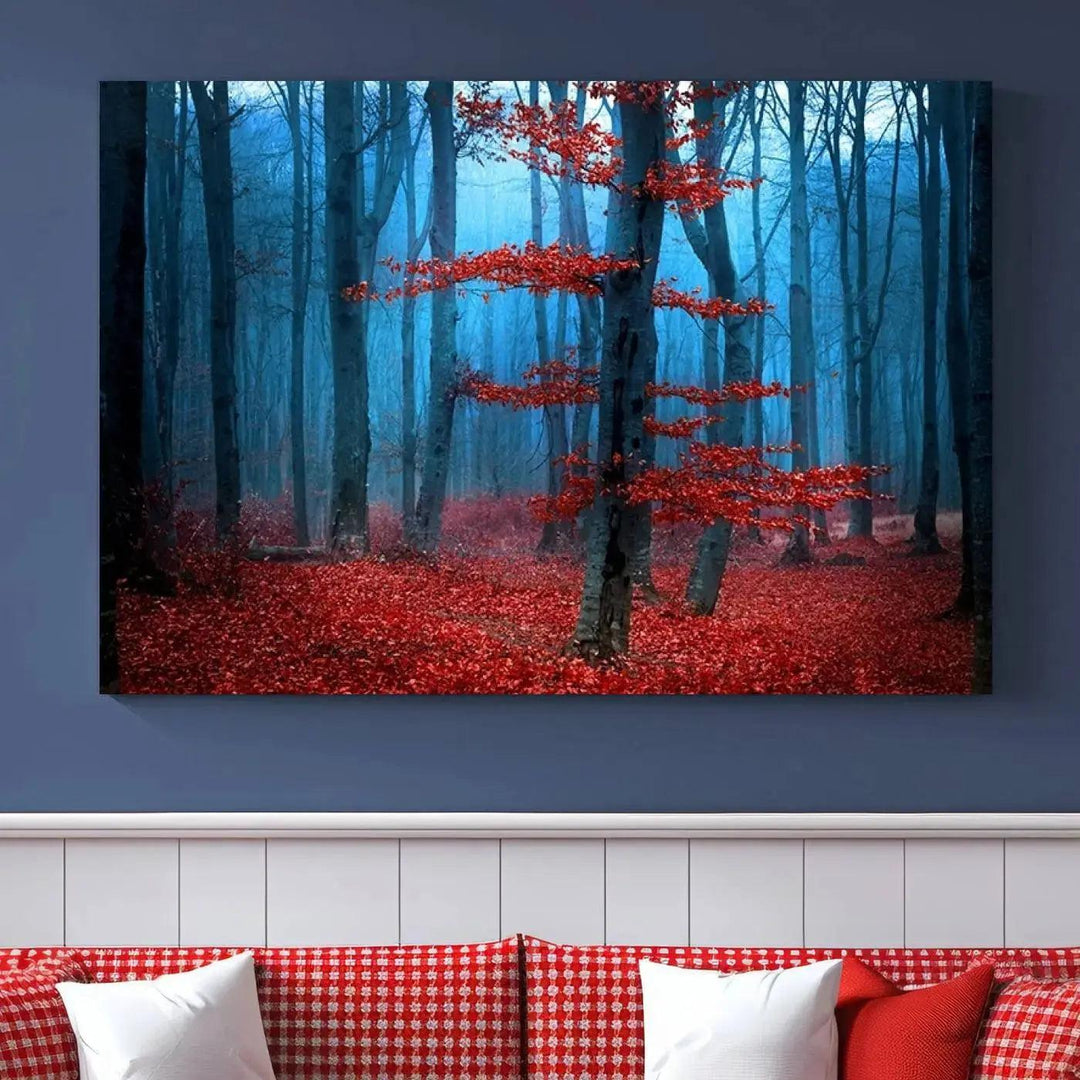 Beautiful Autumn Forest Landscape Large Wall Art Framed Canvas Print