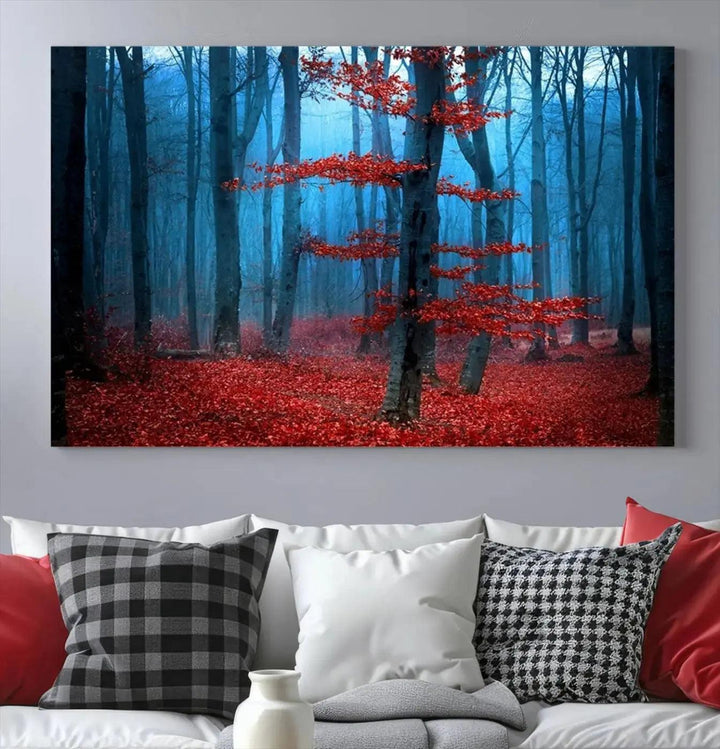 Beautiful Autumn Forest Landscape Large Wall Art Framed Canvas Print