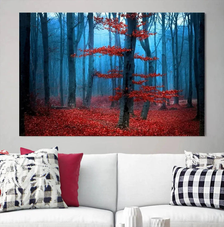 Beautiful Autumn Forest Landscape Large Wall Art Framed Canvas Print