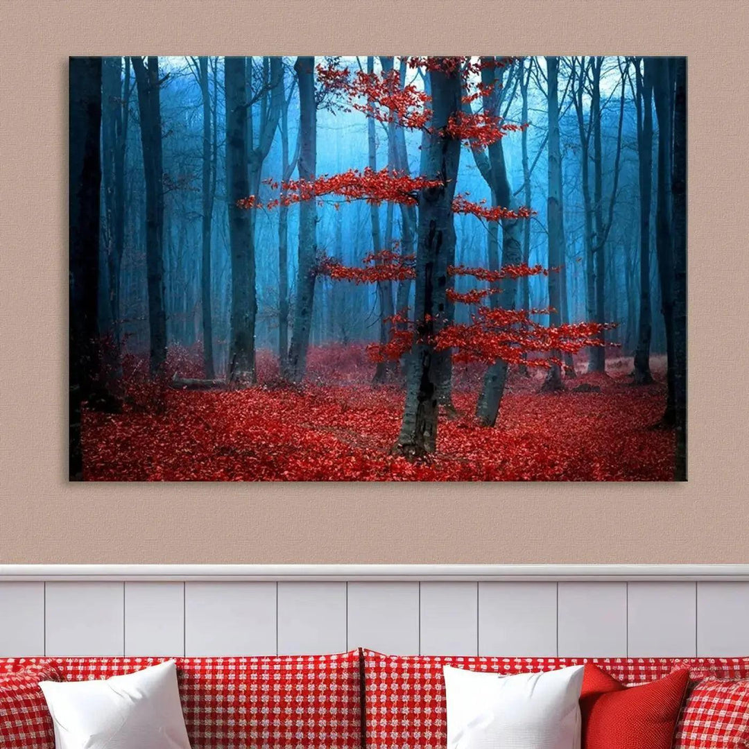 Beautiful Autumn Forest Landscape Large Wall Art Framed Canvas Print