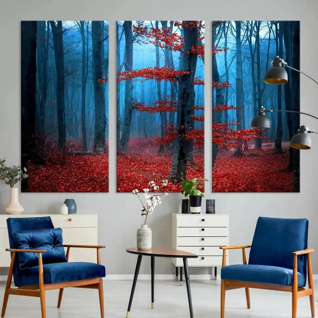 Beautiful Autumn Forest Landscape Large Wall Art Framed Canvas Print