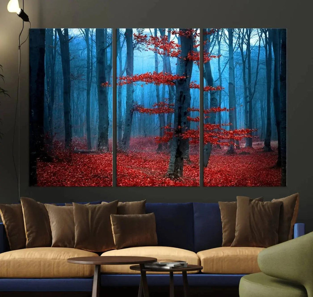 Beautiful Autumn Forest Landscape Large Wall Art Framed Canvas Print