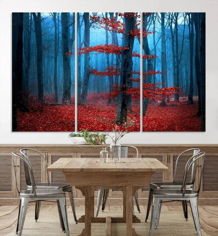 Beautiful Autumn Forest Landscape Large Wall Art Framed Canvas Print